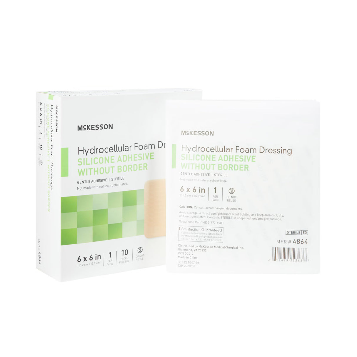 McKesson Nonadhesive without Border Foam Dressing, 6 x 6 Inch