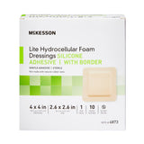 McKesson Lite Thin Foam Dressing with Silicone Gel Border, Square Sterile — 4" x 4"