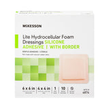 McKesson Lite Thin Foam Dressing with Silicone Gel Border, Square Sterile — 6" x 6"