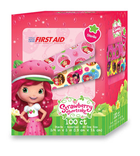 Stat Strip Adhesive Bandages, Strawberry Shortcake Kid Design, Plastic, 0.75" x 3", Sterile - 10851 - LL Medico