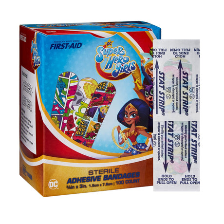 Dukal American White Cross First Aid DC Super Hero Girls Kid Design Adhesive Strips