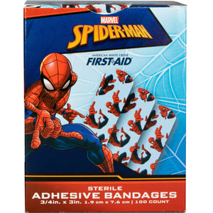 Dukal American White Cross Stat Strip Adhesive Strip, 3/4 x 3 Inch, Spider-Man Design