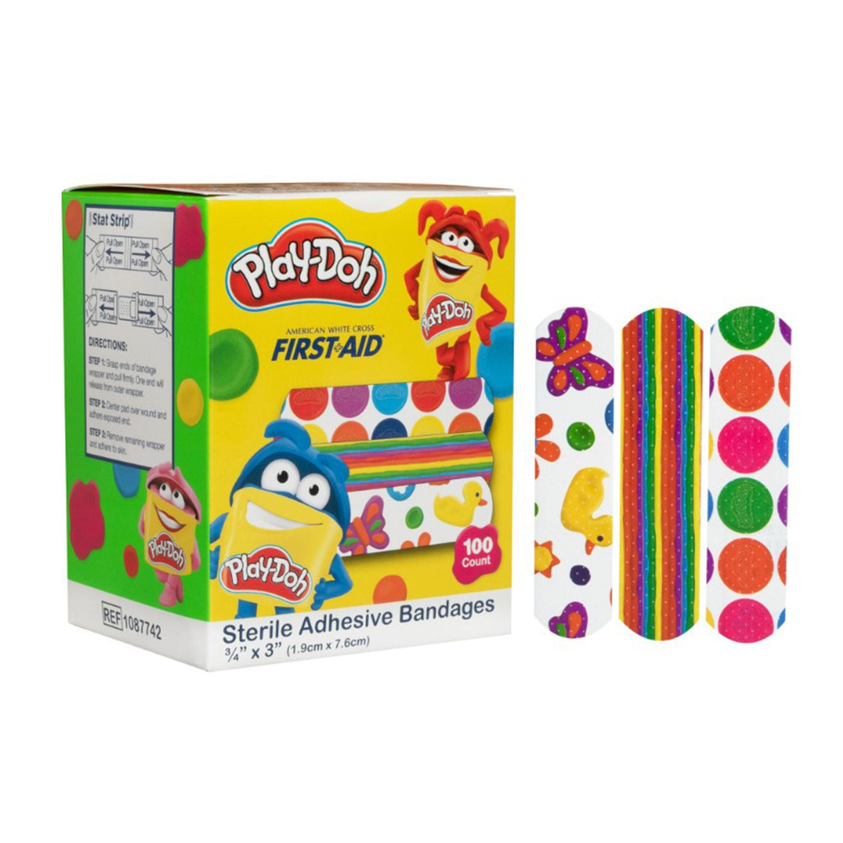 Dukal American White Cross Kid Design (Play Doh) Adhesive Strip, 3/4 x 3 Inch