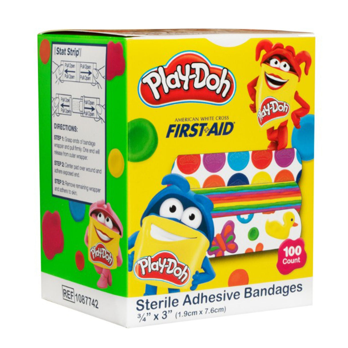 Dukal American White Cross Kid Design (Play Doh) Adhesive Strip, 3/4 x 3 Inch