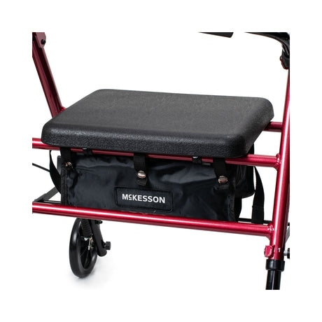 McKesson Four-Wheel Rollator, Adjustable Height, Folding Aluminum Frame, Red - 146-RTL10261RD - LL Medico