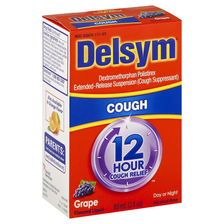 Delsym Extended-Release 12 Hour Cough Relief Liquid, Grape, 3 fl oz