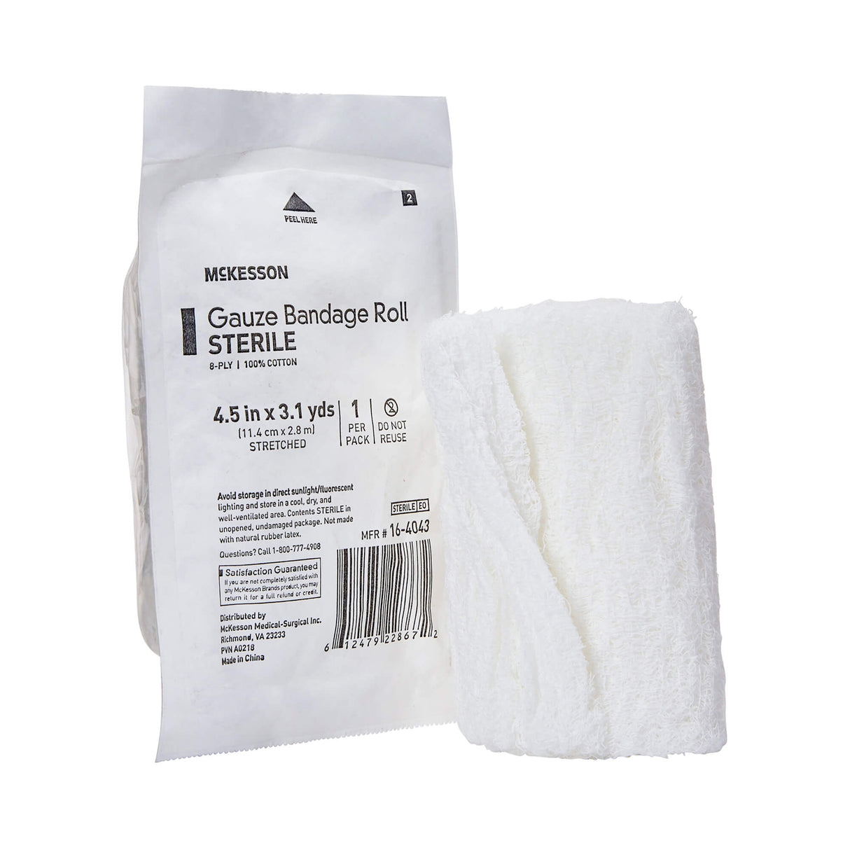 McKesson Sterile Fluff Bandage Roll, 4.5 Inch x 4.1 Yard, Six Ply