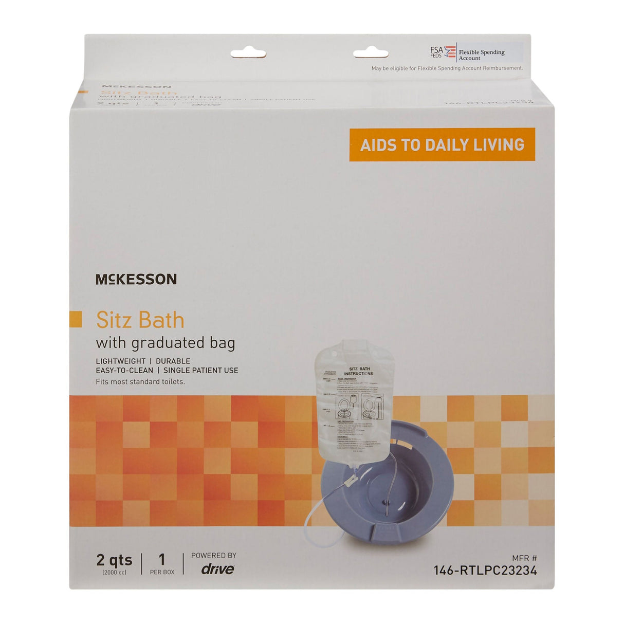 McKesson Round Sitz Bath, Gray, 2000 mL