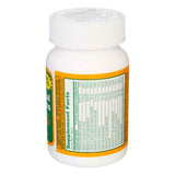 A white Rugby Prenatal Vitamin bottle with iron and folic acid features a green and orange label listing supplement facts. The text appears small and partly unreadable in the image.