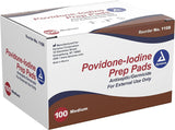 Dynarex Povidone-Iodine Prep Pad, 10% Strength, Antiseptic Nonwoven, Medium, 1.25" x 2.5", Non-Sterile - 1108 - LL Medico