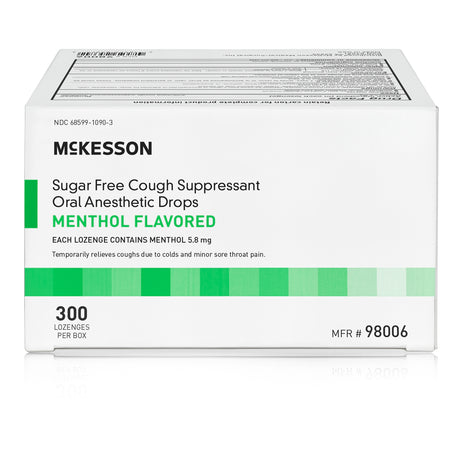 McKesson Sugar Free Cough Suppressant Oral Anesthetic Drops, Menthol Flavored