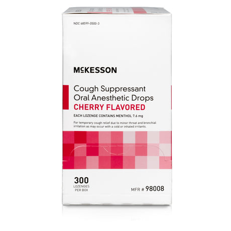 McKesson Cough Suppressant Oral Anesthetic, Cherry Flavored Lozenges
