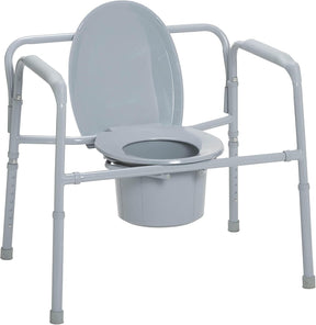 Commode Chair Drive Fixed Arms Steel Frame with Backrest 24 Inch Seat Width 650 Lbs. Weight Capacity