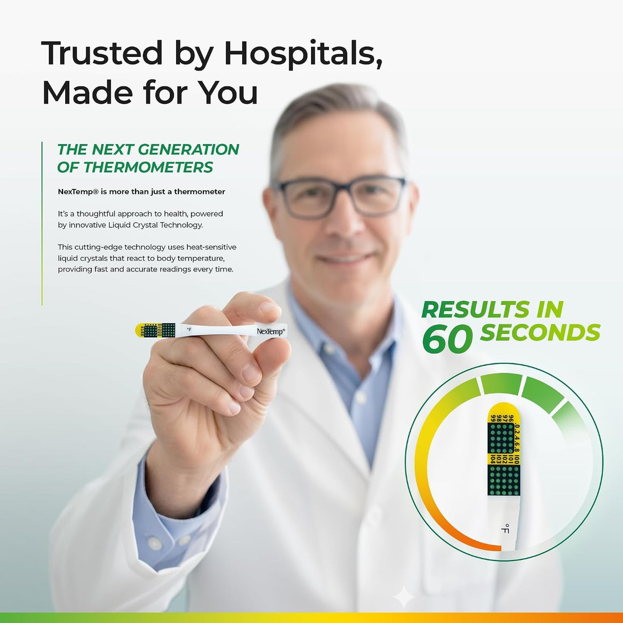 NexTemp Single Patient Skin Thermometer, 96 to 104 °F