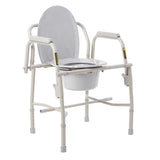 Commode Chair Drive Drop Arms Steel Frame Back Bar 13-3/4 Inch Seat Width 300 Lbs. Weight Capacity