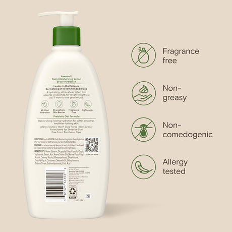 Aveeno Daily Moisturizing Lotion, Fragrance Free, Unscented