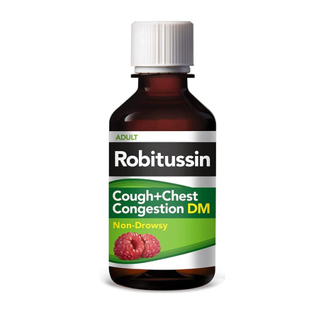Robitussin Adult Cough + Chest Congestion DM, Maximum Strength, Rasberry Flavor