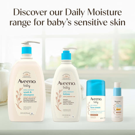 Aveeno Baby Daily Moisture Wash & Shampoo, Lightly Scented, 33 fl oz, Case of 12
