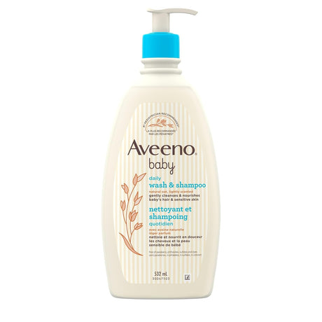 Aveeno Baby Daily Moisture Wash & Shampoo, Lightly Scented, 33 fl oz, Case of 12