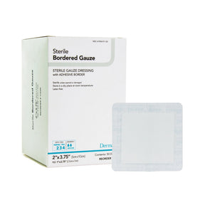 DermaRite Bordered Gauze, Island Dressing, 2 x 3.75", White, Gauze, Sterile - 11230-Single - LL Medico