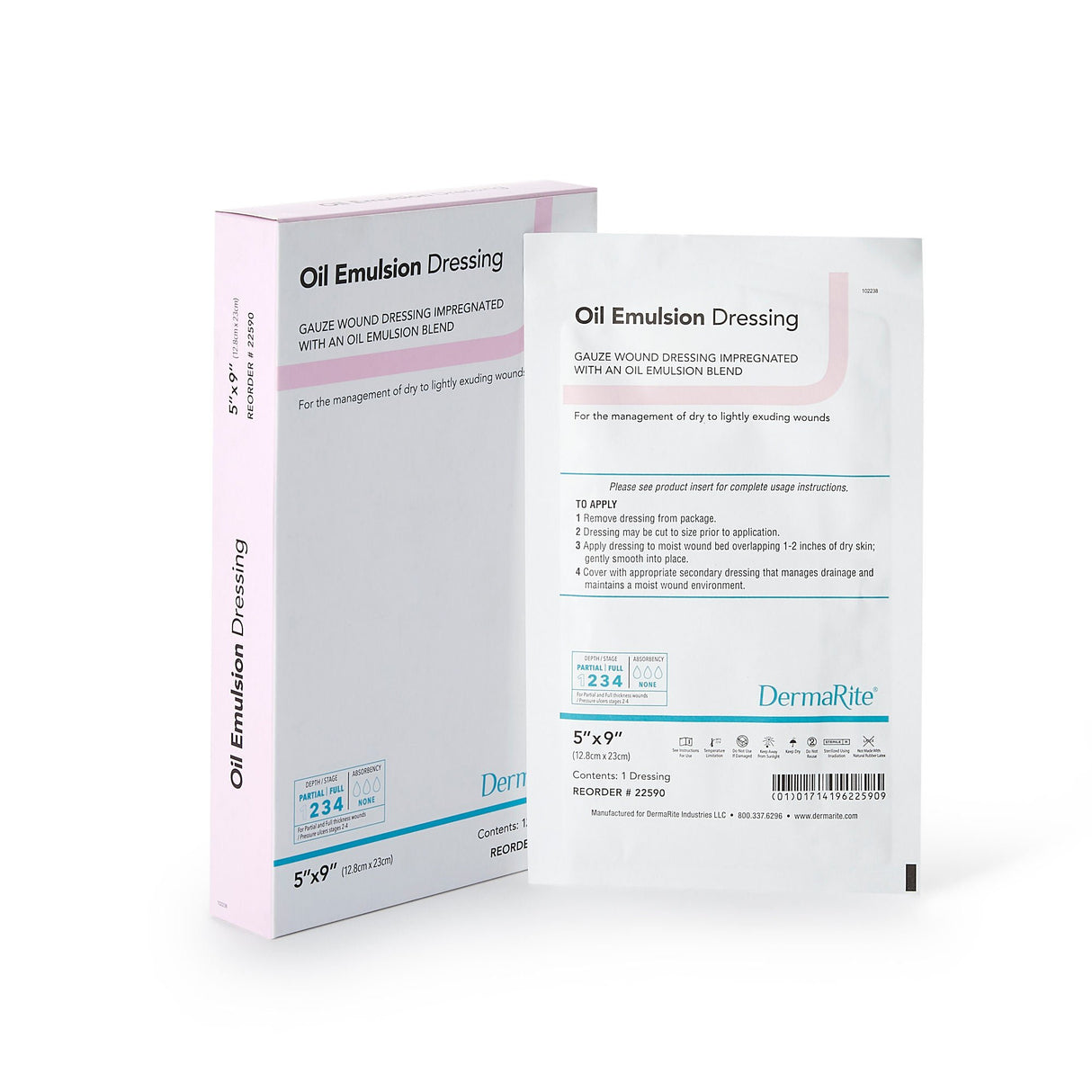 DermaRite Oil Emulsion Impregnated Dressing, 3 x 8 Inch
