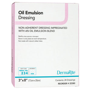 DermaRite Oil Emulsion Impregnated Dressing, Rectangle, Sterile — 3" x 8"