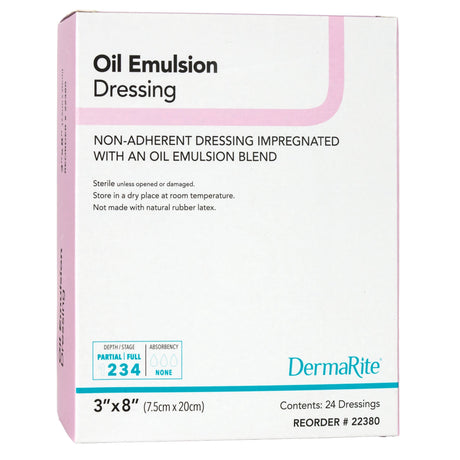 DermaRite Oil Emulsion Impregnated Dressing, Rectangle, Sterile — 3" x 8"