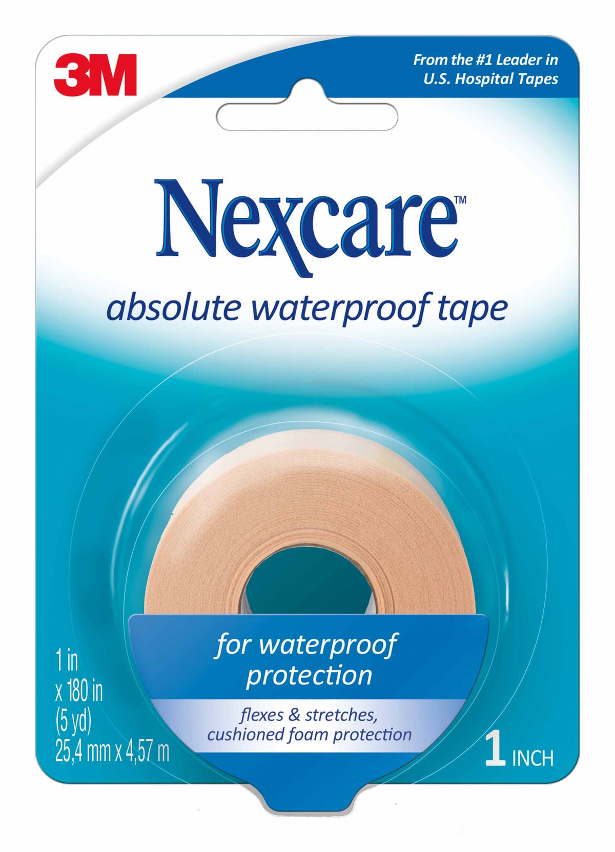 3M Nexcare Absolute Waterproof Foam Medical Tape, Non-Sterile, Tan, 1" x 5 Yard - 731 - LL Medico