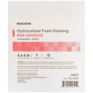 McKesson Foam Dressing, Without Border, Non-Adhesive, Square, Sterile — 4" x 4"