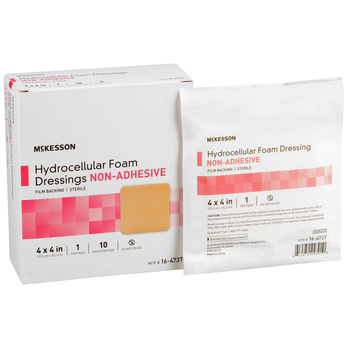 McKesson Foam Dressing, Without Border, Non-Adhesive, Square, Sterile - 16-4737 - LL Medico
