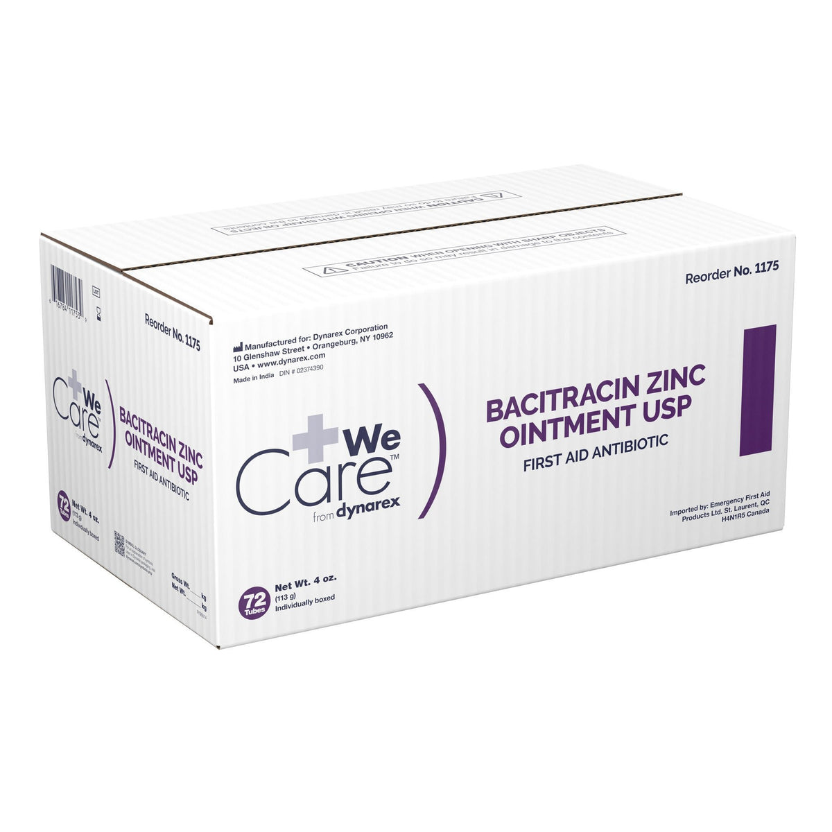 WeCare Bacitracin Zinc, First Aid Antibiotic Ointment, 4 oz Tube - 1175-Single - LL Medico