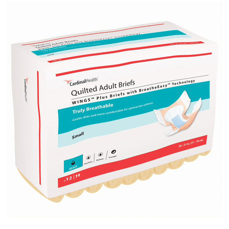 Cardinal Health Wings Quilted Adult Briefs with BreatheEasy Technology, Heavy Absorbency