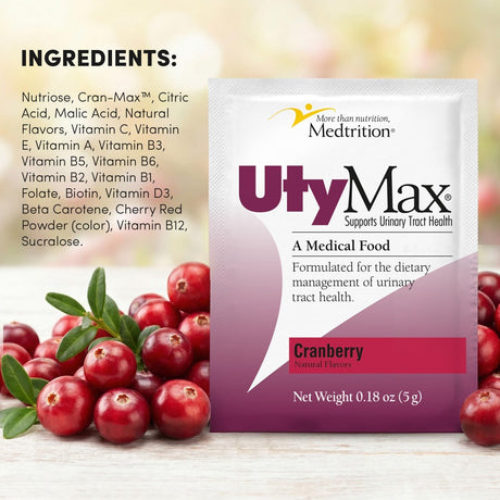 UtyMax Urinary Health Supplement Powder, Cranberry, 5 g