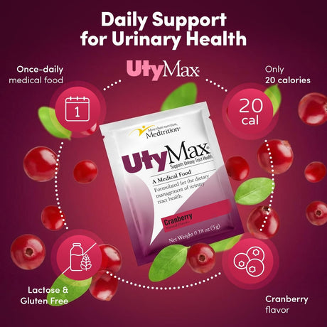 UtyMax Urinary Health Supplement Powder, Cranberry, 5 g