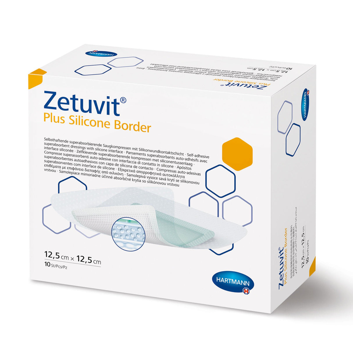 Zetuvit Plus Silicone Border Super Absorbent Dressing, 7 x 7 Inch Sacral