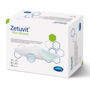 Hartmann Zetuvit Plus Silicone Super Absorbent Dressing, Adhesive, Square — 3" x 3"