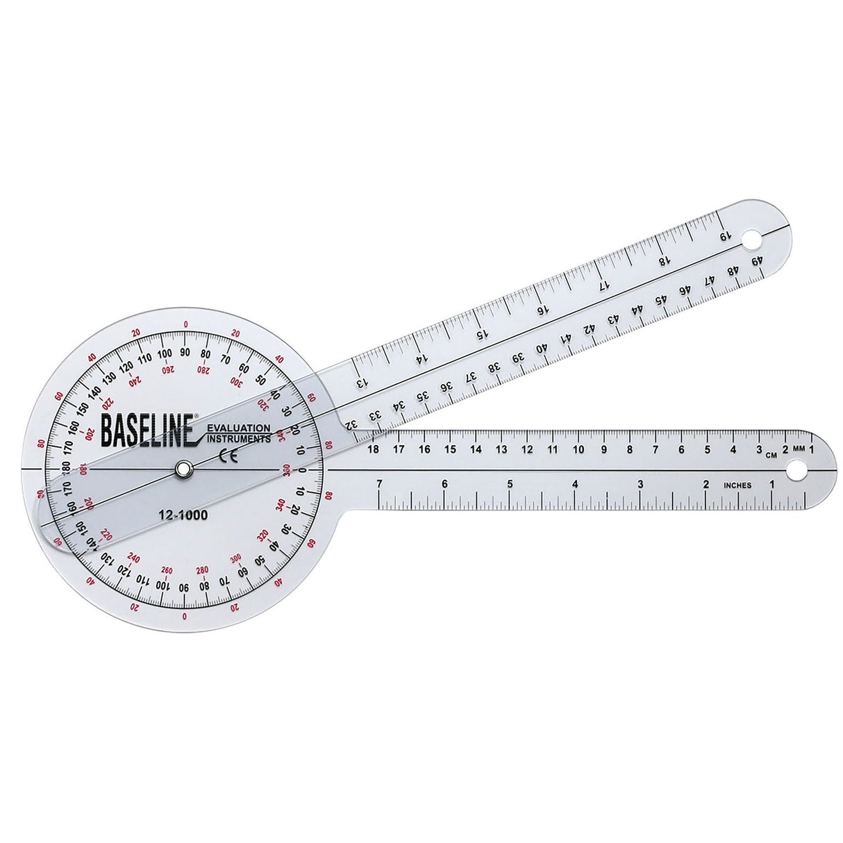 Baseline Plastic Goniometer, Transparent, 360 Degree, 12"