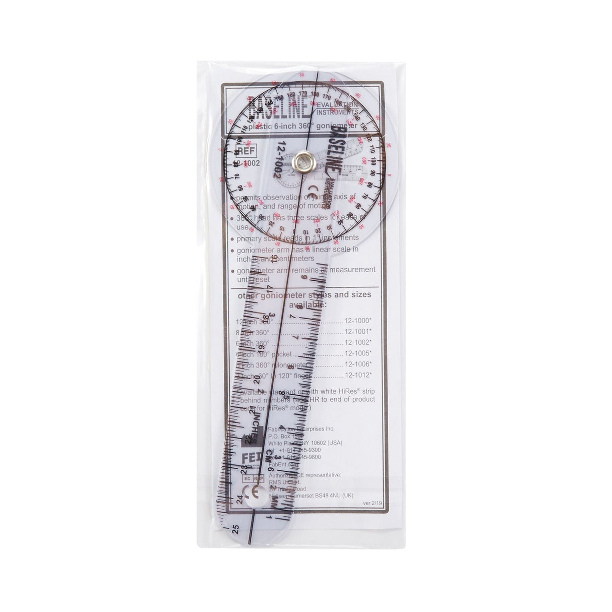 Baseline Plastic Goniometer, 360 Degree, 6"
