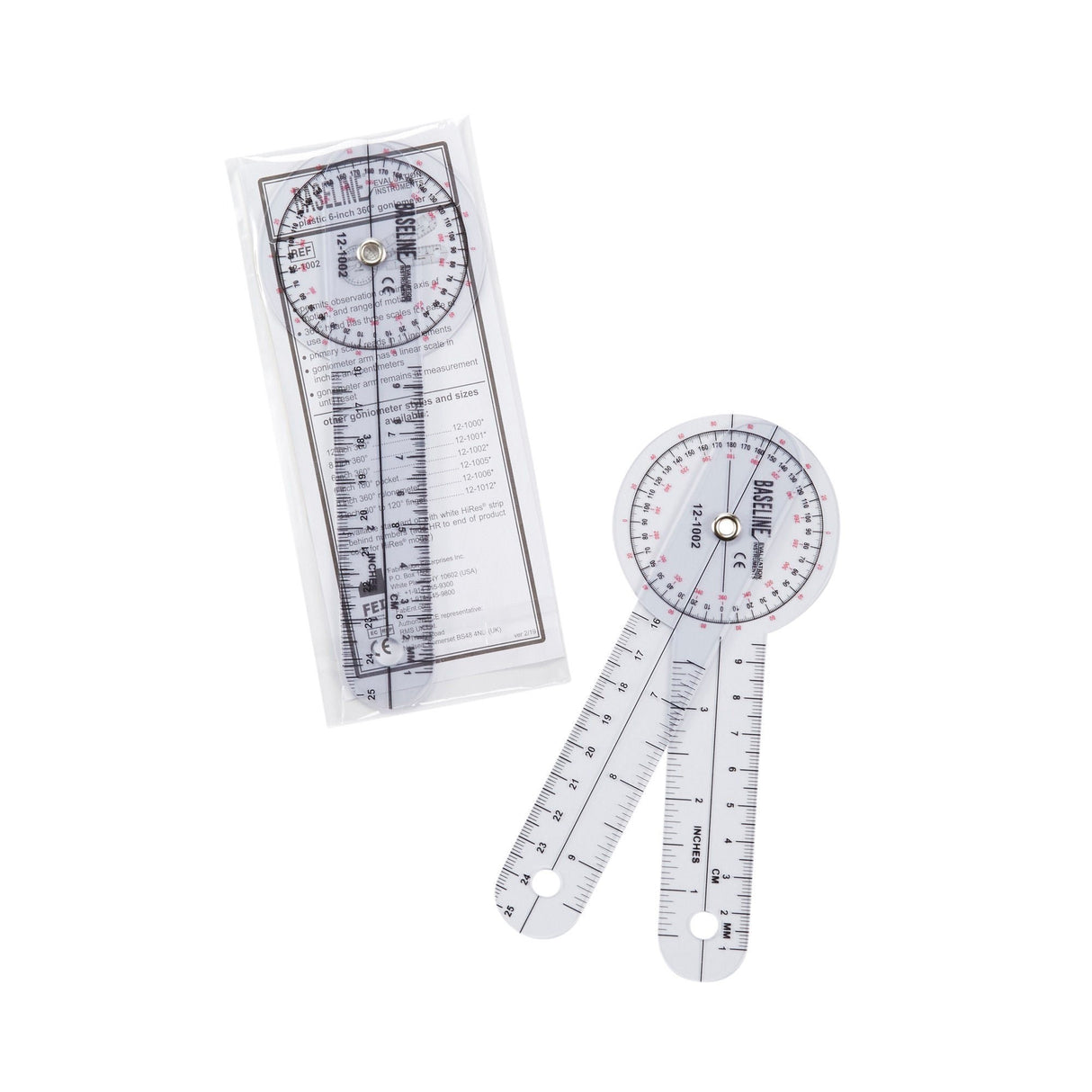 Baseline Plastic Goniometer, 360 Degree, 6"