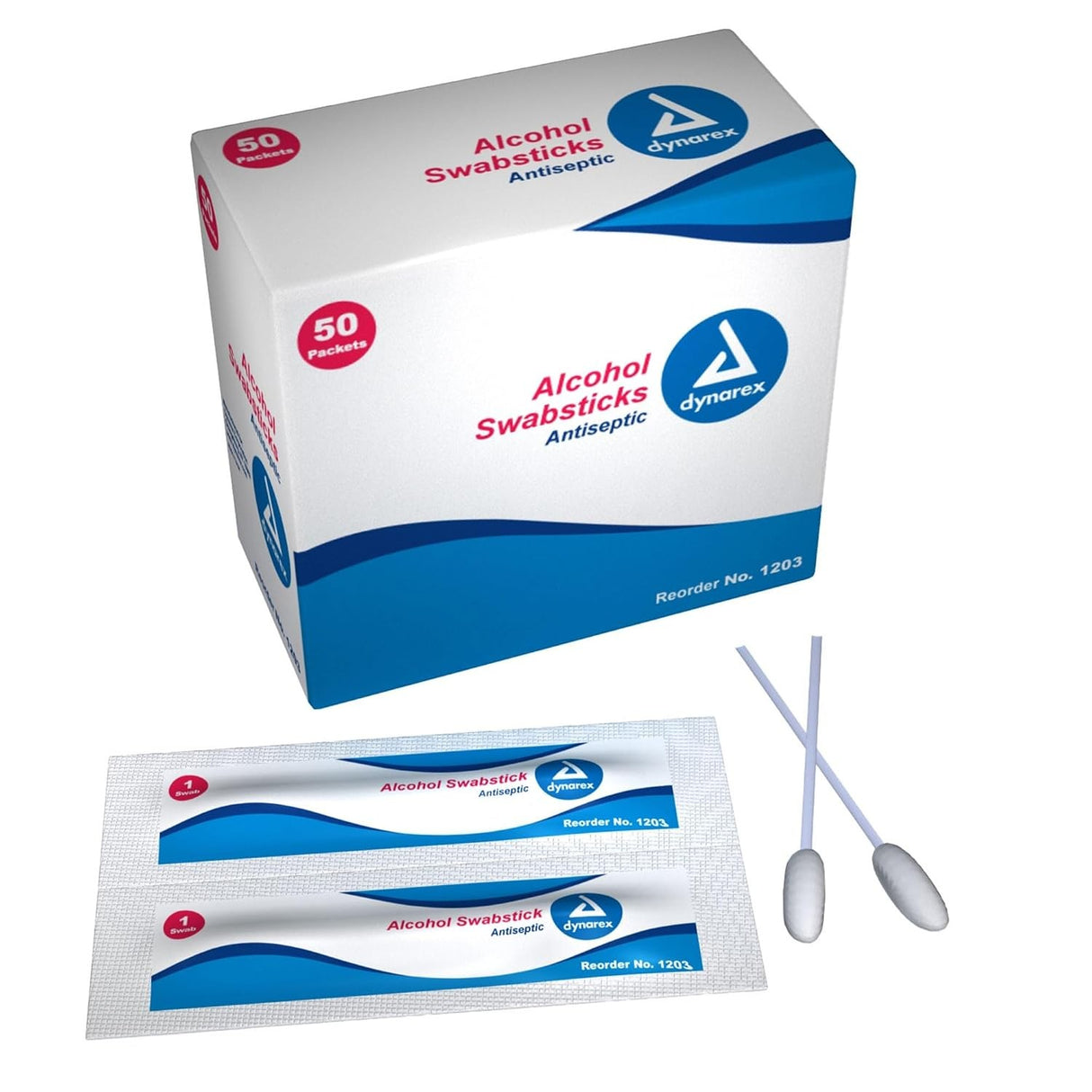 Dynarex Alcohol Swabsticks Antiseptic, 4" Saturated