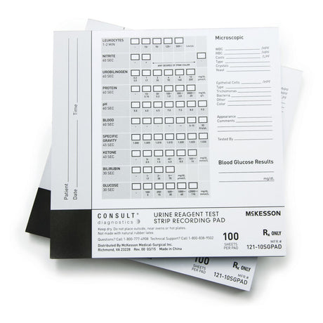 McKesson Consult Urine Reagent Test Strip Recording Pad