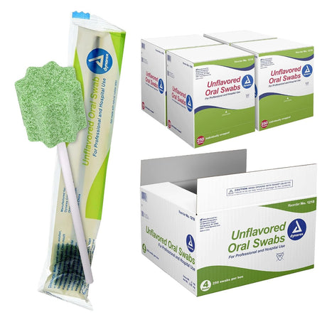 Dynarex Unflavored Oral Swabs, Individually Wrapped, Box of 250