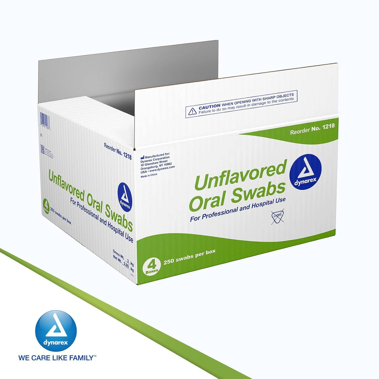 Dynarex Unflavored Oral Swabs, Individually Wrapped, Box of 250