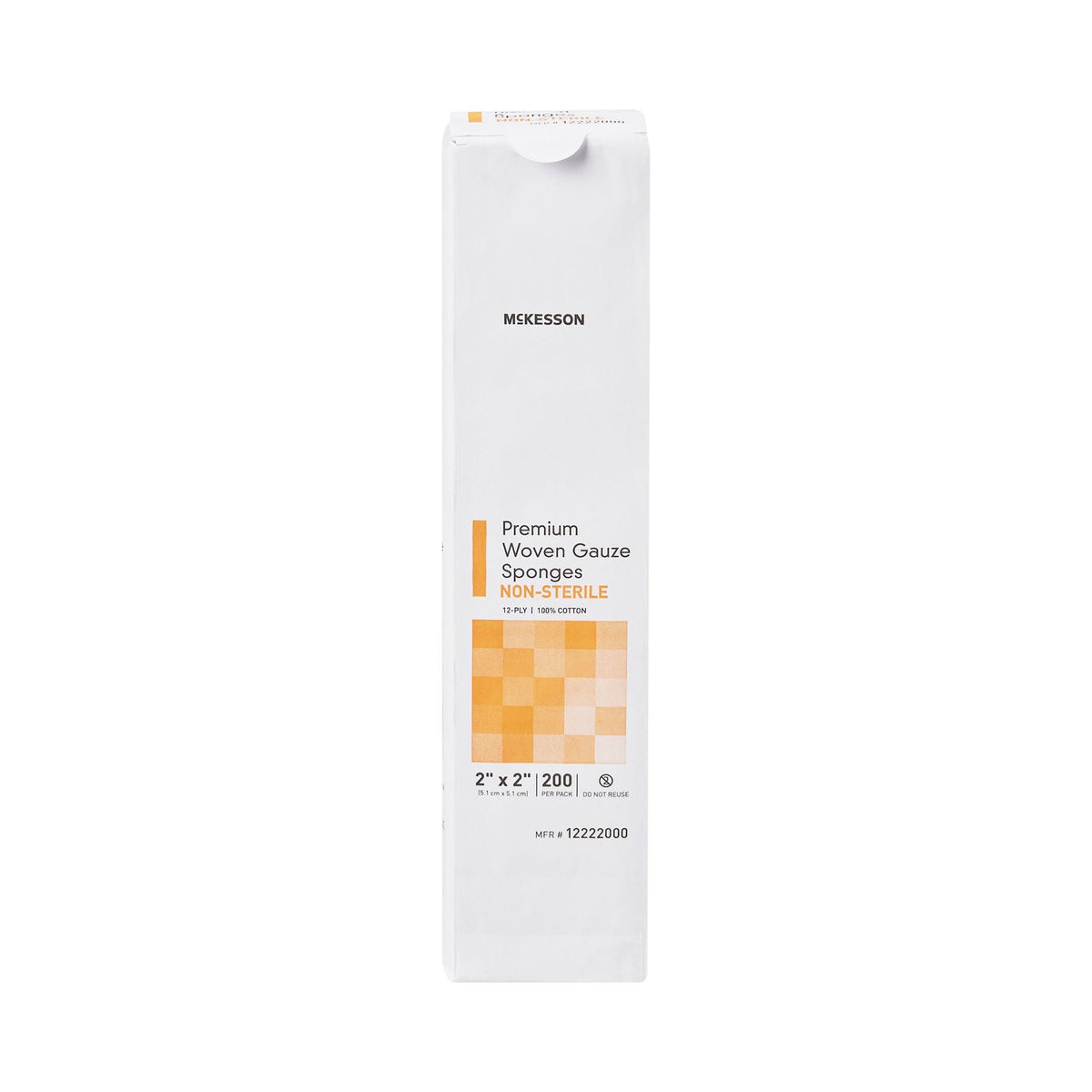 McKesson Gauze Sponge, NonSterile, 2 x 2", 12-Ply, White, Cotton - 12222000 - LL Medico
