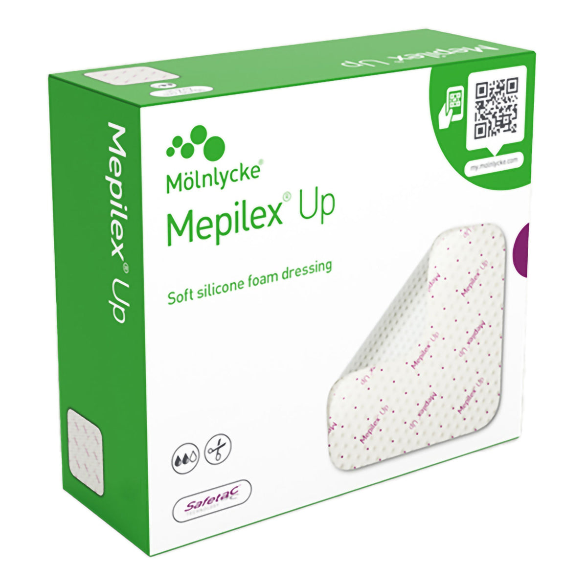 Molnlycke Mepilex Up Foam Dressing, Silicone Adhesive, Square, Sterile - 212199 - LL Medico
