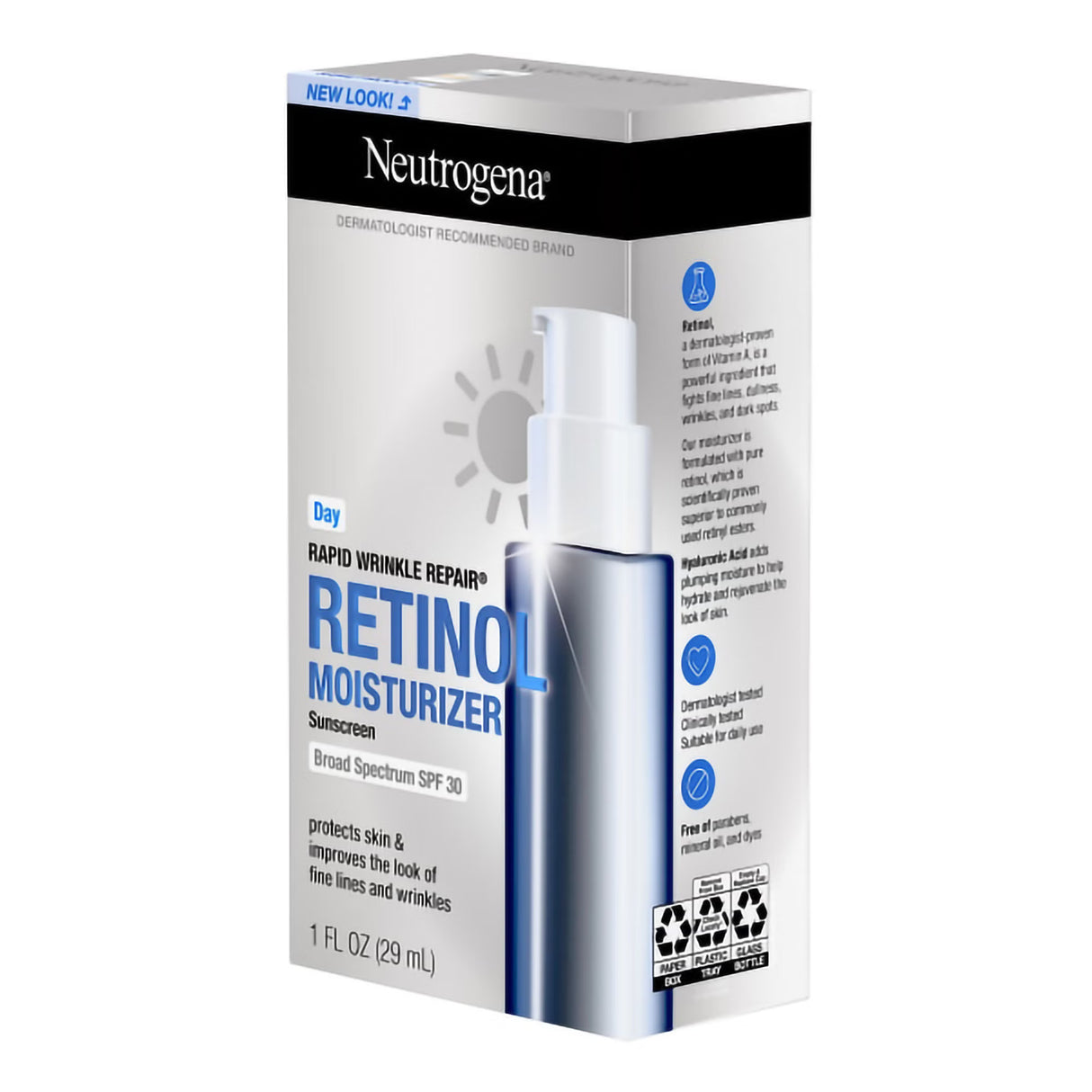 Neutrogena Rapid Wrinkle Repair Retinol Moisturizer Sunscreen SPF 30, 1 oz Pump Bottle