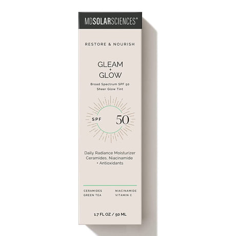 MDSolarSciences Gleam + Glow SPF 50 Daily Radiance Moisturizer Cream, Sheer Glow Tint, 1.7 oz - 173001 - LL Medico