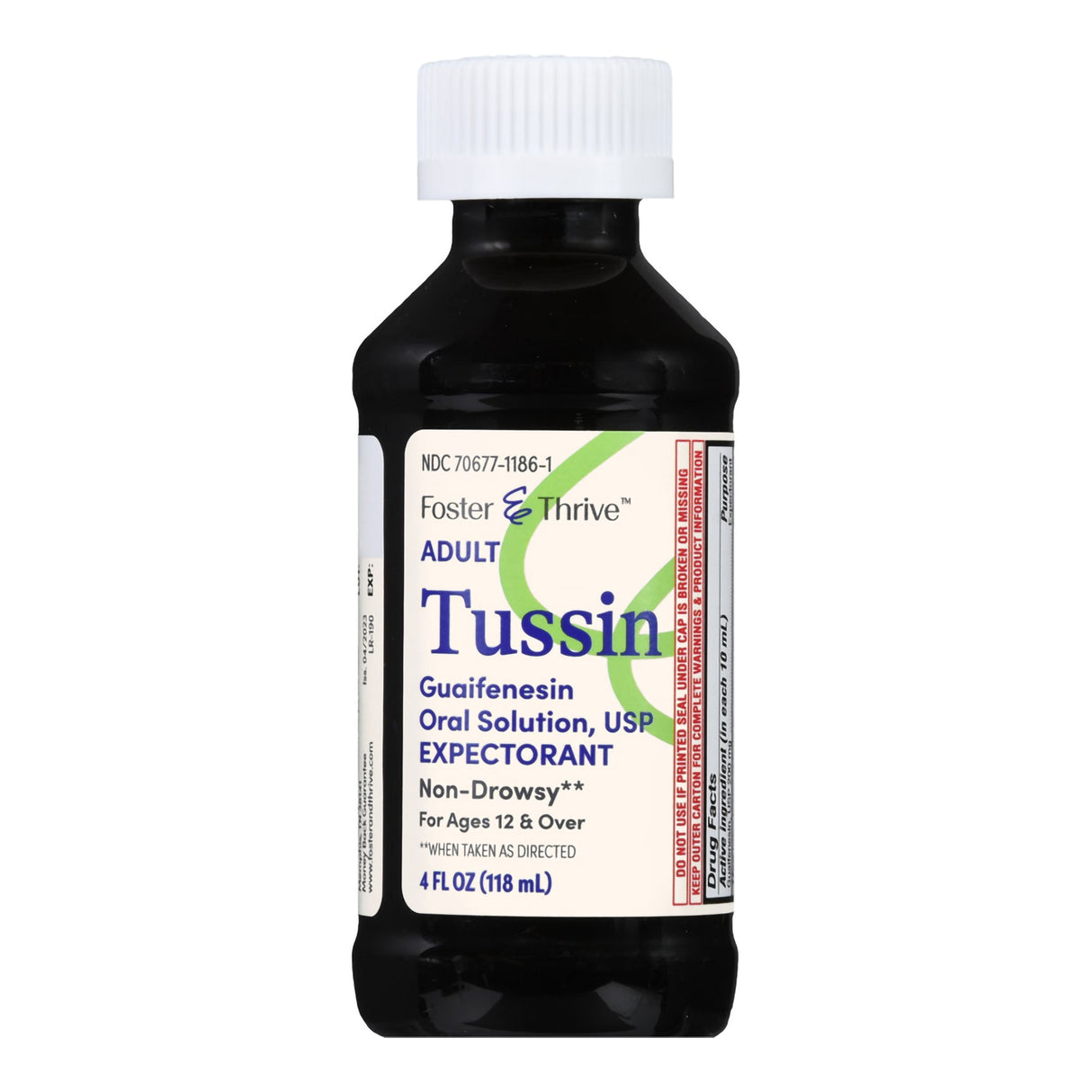 Foster & Thrive Adult Tussin Guaifenesin Oral Solution Relief Syrup, 4 fl oz