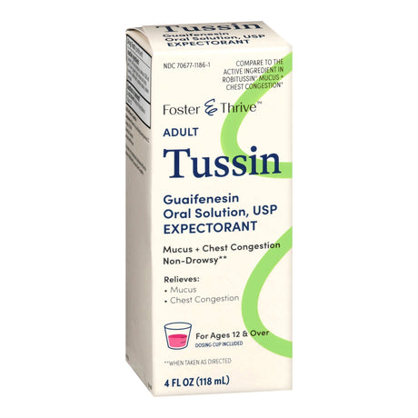 Foster & Thrive Adult Tussin Guaifenesin Oral Solution Relief Syrup, 4 fl oz