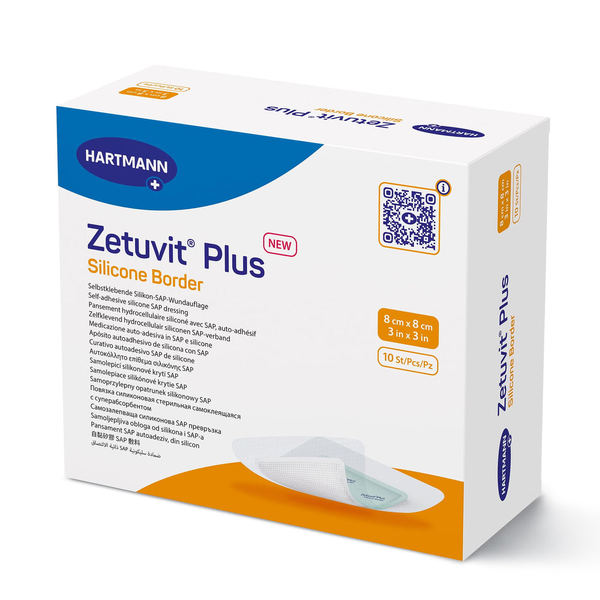 Hartmann Zetuvit Plus Silicone Border Super Absorbent Dressing, Square, Bordered - 413900 - LL Medico
